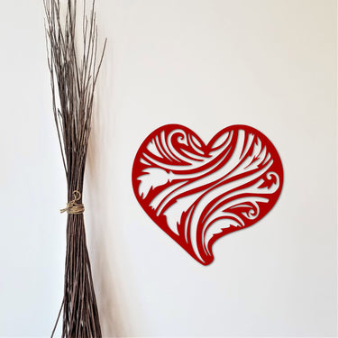 Feather Heart Decor | Heart Sign | Love Decor | Wedding and Valentine's Decor | Girls Room Decor | Metal Cutout Heart with Feather Pattern